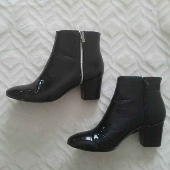 calvin klein patent leather booties